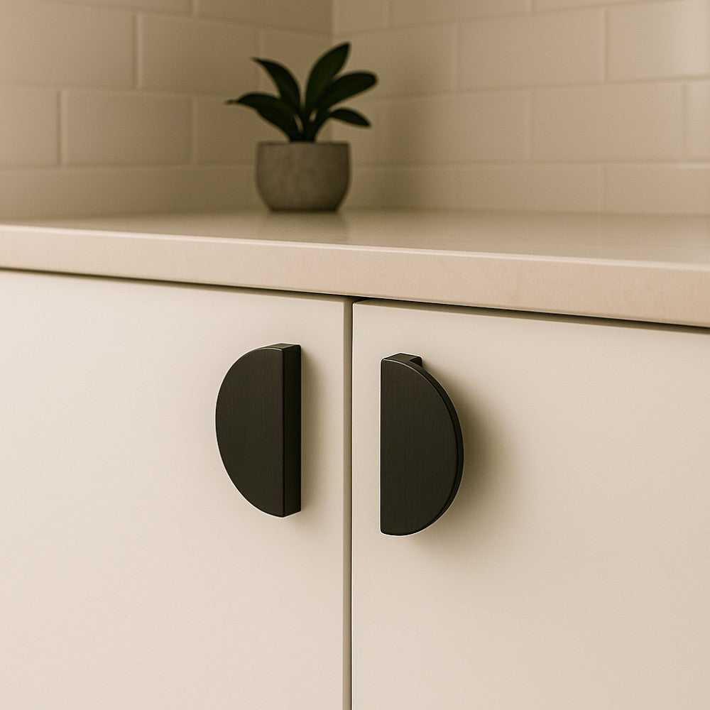 Cupboard Pull Half Moon Matte Black