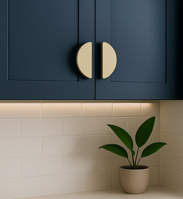 Cupboard Pull Half Moon Brushed Brass