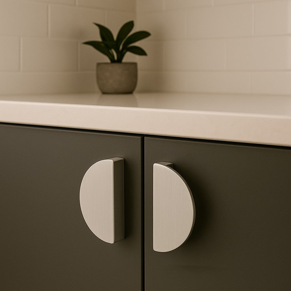 Cupboard Pull Half Moon Satin Nickel