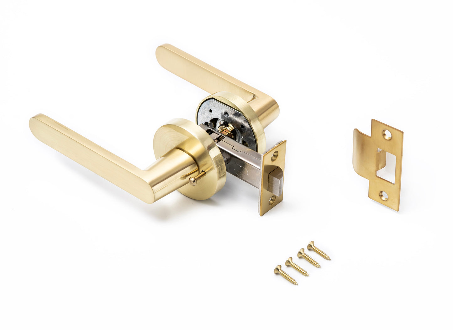 Brushed Brass Privacy Door Lever - IronClad Series