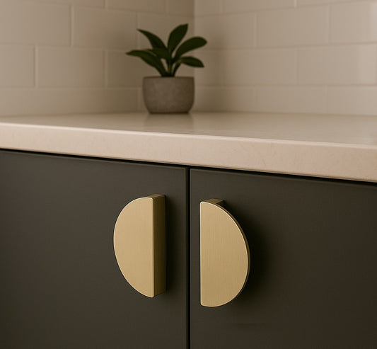 Cupboard Pull Half Moon Brushed Brass