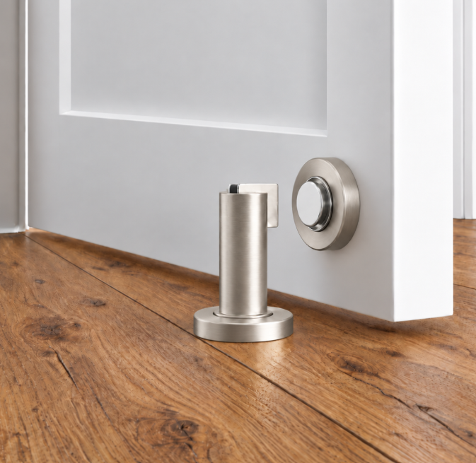 Magnetic Door Stop Satin Nickel- Floor or Wall Mount